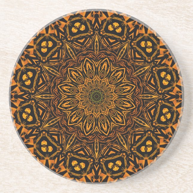 Dessous De Verre En Grès Golden Mandala (Devant)