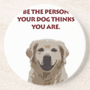 Dessous De Verre En Grès Golden Retriever avec une belle citation