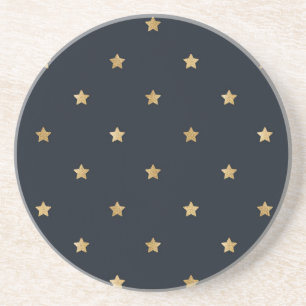 Dessous De Verre En Grès Golden Stars on Midnight Black