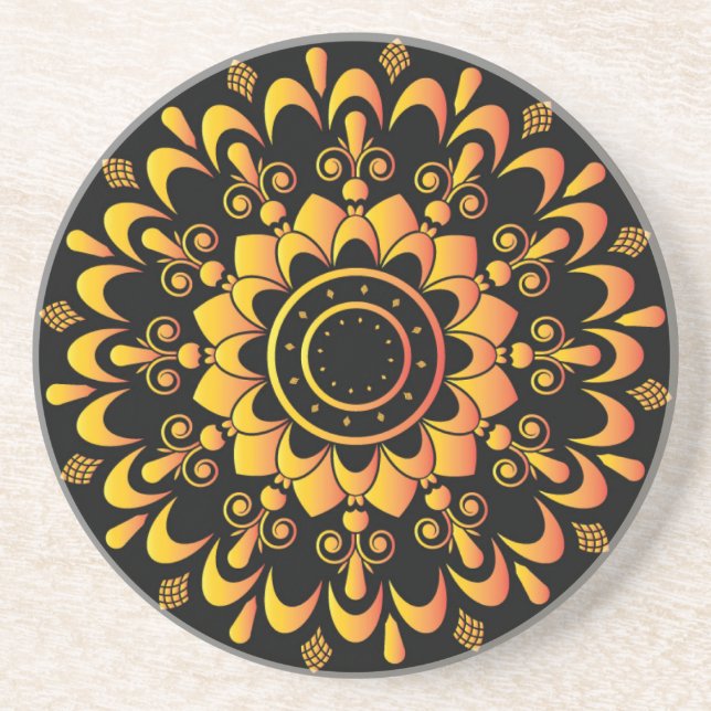 Dessous De Verre En Grès Golden Unique Mandala Design-95747 (Devant)
