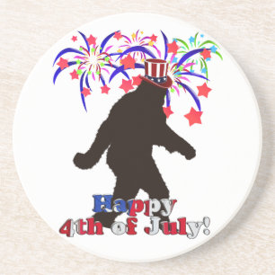 Dessous De Verre En Grès Gone Squatchin pour 4 juillet (Texte et Fireworks)