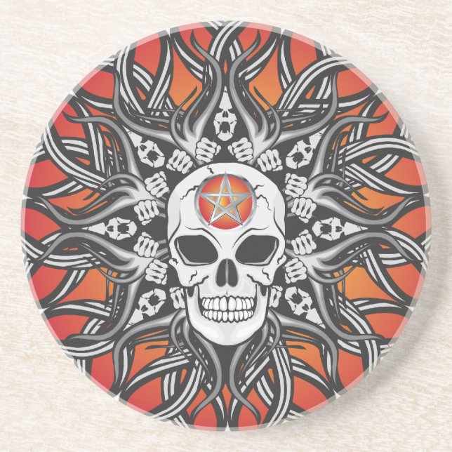Dessous De Verre En Grès Goth Skull - Orange (Devant)