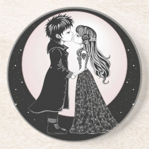 Dessous De Verre En Grès Gothique Emo Enfants Kiss Valentine's Day