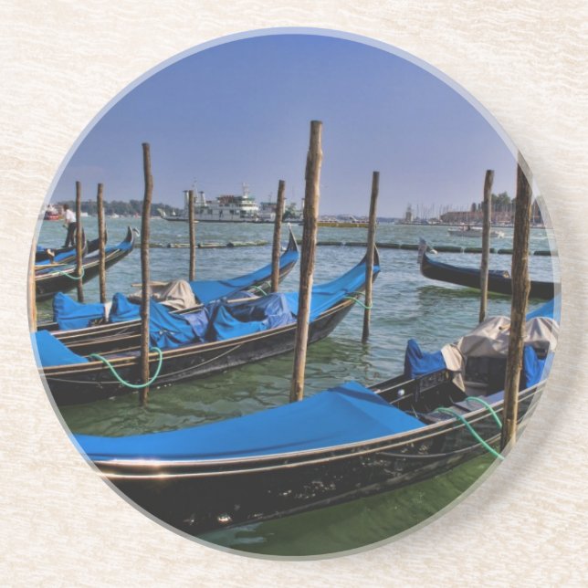 Dessous De Verre En Grès Grand Canal avec des bateaux de type gondalo align (Devant)
