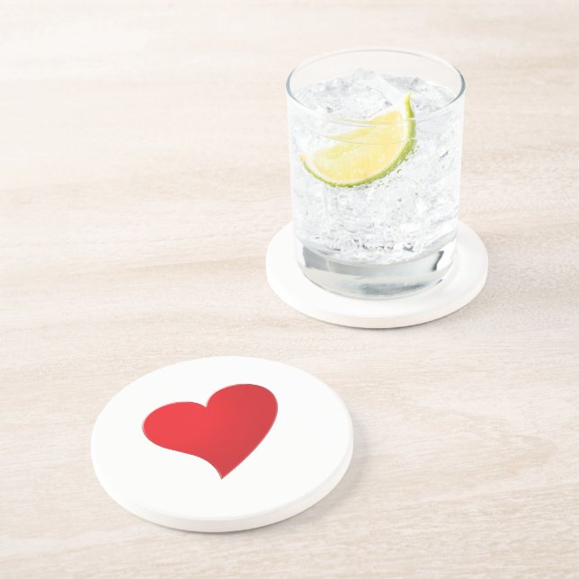 Dessous De Verre En Grès Grand coeur rouge mignon minimaliste moderne Valen (Côté)