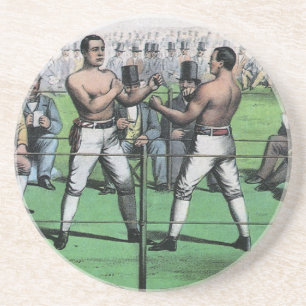 Dessous De Verre En Grès Grand combat pour le championnat, boxe vintage