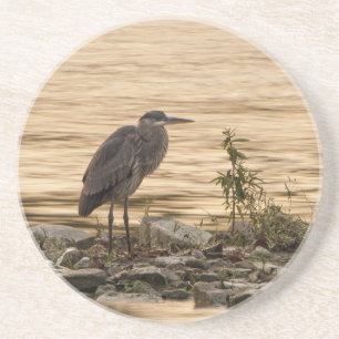 Dessous De Verre En Grès Grand héron bleu