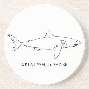 Dessous De Verre En Grès Grand requin blanc (schéma)