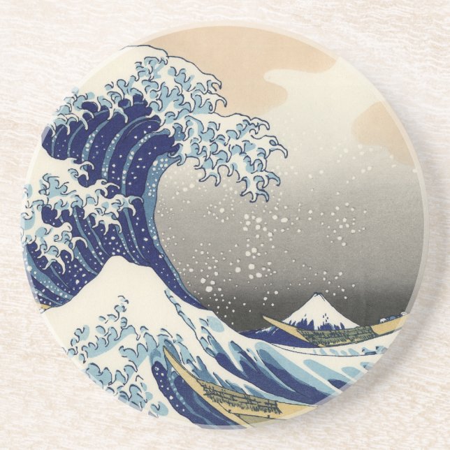 Dessous De Verre En Grès Grande vague Kanagawa peinture japonaise (Devant)