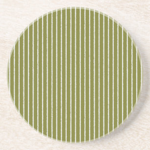 Dessous De Verre En Grès Grandes vertes et blanches d'olive avec lignes iné