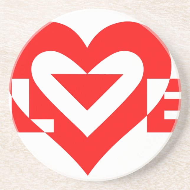 Dessous De Verre En Grès Graphique d'amour cool, Rouge (Devant)