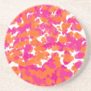 Dessous De Verre En Grès Gras Fille Rose Chaud Fuchsia Orange Peinture Spla