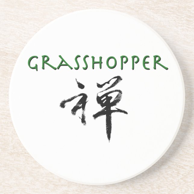Dessous De Verre En Grès Grasshopper avec le symbole "Zen" (Devant)