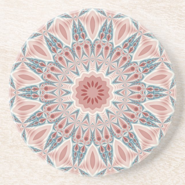 Dessous De Verre En Grès Grattez moderne Kaleidoscope Mandala art fractal (Devant)