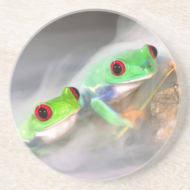 Dessous De Verre En Grès Grenouille aux yeux rouges dans le brouillard, Aga (Devant)