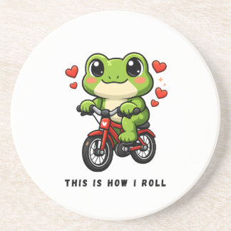Dessous De Verre En Grès Grenouille Mignonne à Vélo | Art de Grenouille Kaw