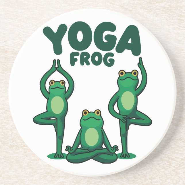 Dessous De Verre En Grès Grenouilles de yoga (Devant)