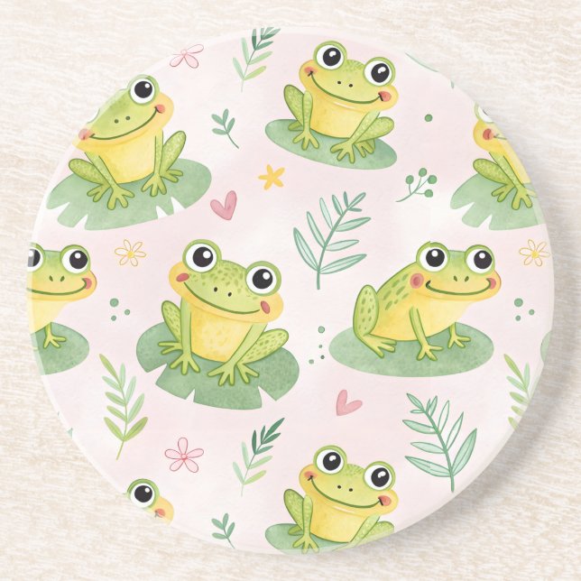 Dessous De Verre En Grès Grenouilles mignonnes Motif (Devant)
