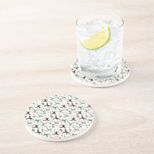 Dessous De Verre En Grès Grenouilles mignonnes motif floral de la nature