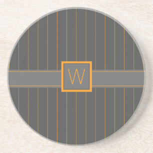 Dessous De Verre En Grès Gris aux rayures orange Dessous de verre de grès