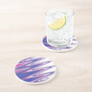 Dessous De Verre En Grès gris bleu Fuchsia