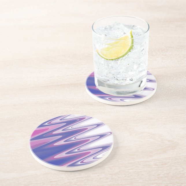 Dessous De Verre En Grès gris bleu Fuchsia (Côté)