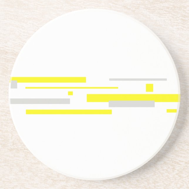 Dessous De Verre En Grès Gris Jaune Blocs Art Abstrait (Devant)