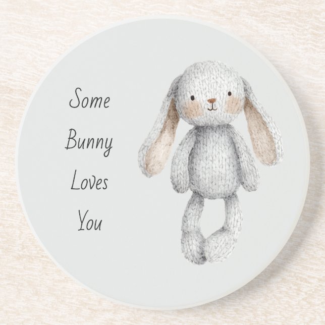 Dessous De Verre En Grès Gris Some Bunny Vous Aime (Devant)
