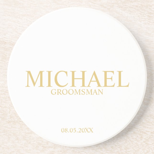 Dessous De Verre En Grès Groomsmen Gold Classic (Devant)