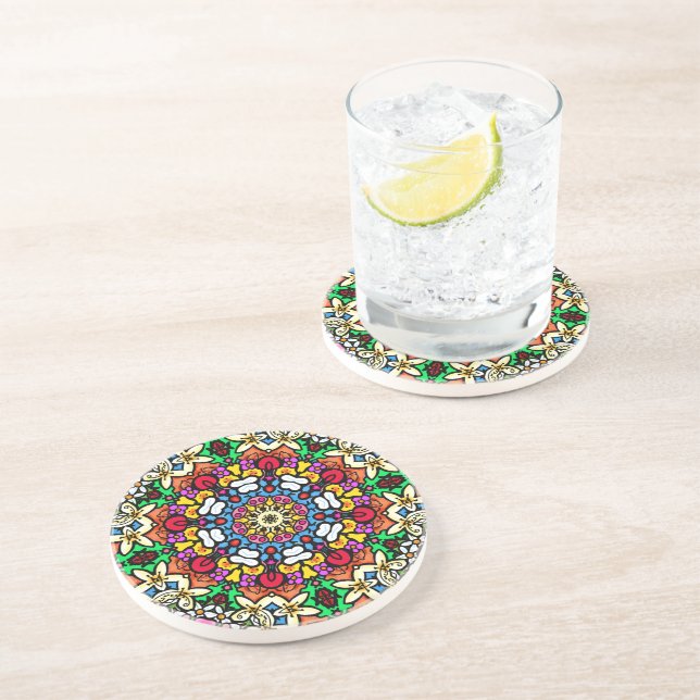 Dessous De Verre En Grès Groovy Funky Fleur de Pouvoir (Côté)