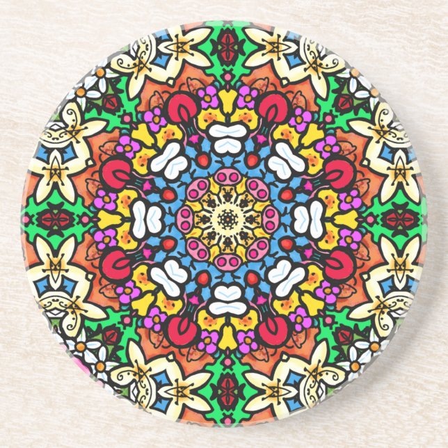 Dessous De Verre En Grès Groovy Funky Flower Power Coaster (Devant)