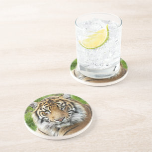 Dessous De Verre En Grès Grosse Chat Tigre de Sumatra Photo