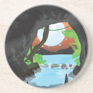 Dessous De Verre En Grès Grotte de la forêt tropicale