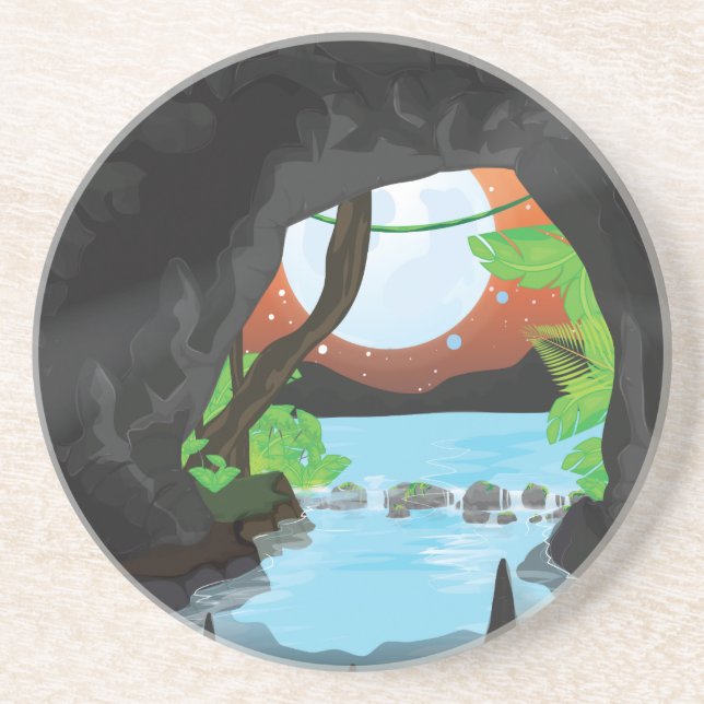 Dessous De Verre En Grès Grotte de la forêt tropicale (Devant)