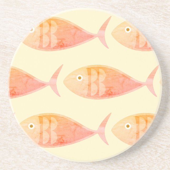 Dessous De Verre En Grès Groupe de poissons saumons (Devant)