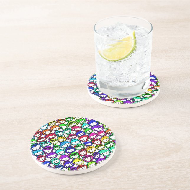 DESSOUS DE VERRE EN GRÈS GROUPE D'FACES COOL (Côté)
