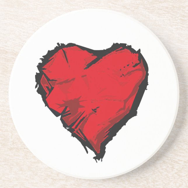 Dessous De Verre En Grès Grunge Heart (Devant)