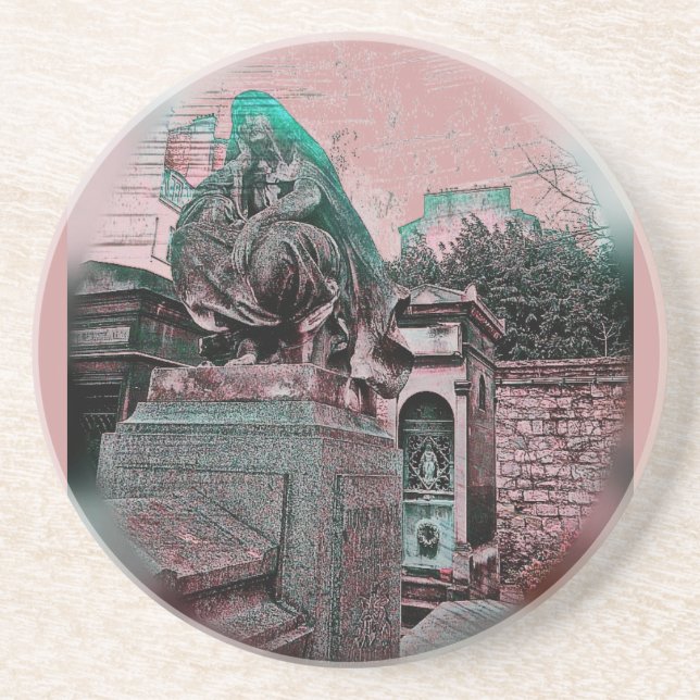 Dessous De Verre En Grès Grunge Paris Grave (Devant)