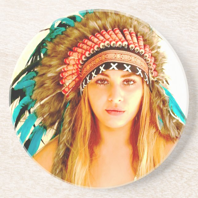 Dessous De Verre En Grès Guerrier indien (Devant)