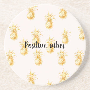 Dessous De Verre En Grès Guillemet personnalisé des ananas tropicaux Blush