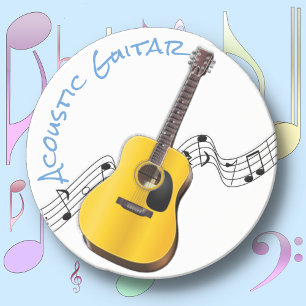 Dessous De Verre En Grès GUITARE ACOUSTIQUE - Couvre-pain de calcaire rond