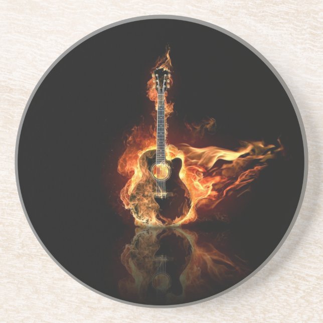 Dessous De Verre En Grès guitare de flamin (Devant)