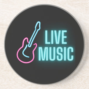 Dessous De Verre En Grès Guitare néon musique en live