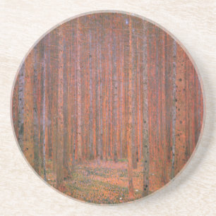 Dessous De Verre En Grès Gustav Klimt Fir Forêt Tannenwald Arbres rouges