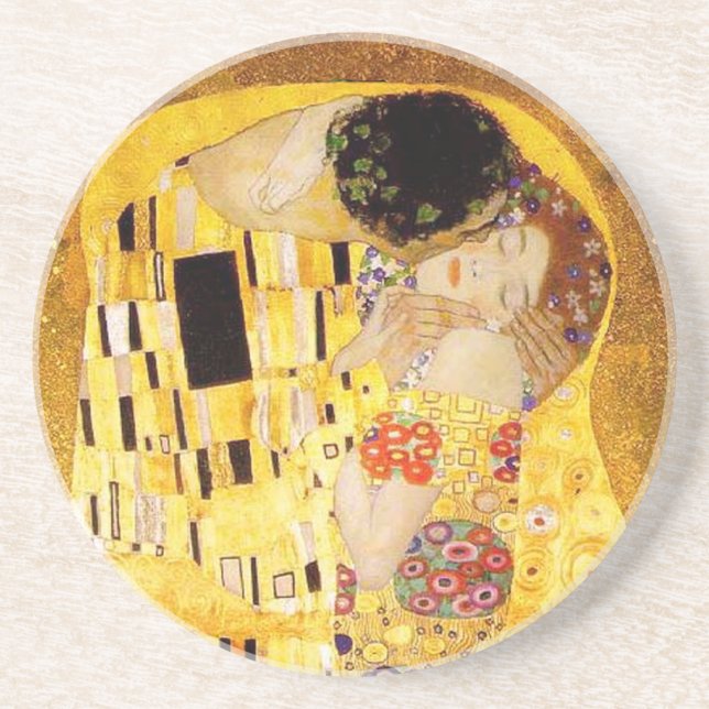 Dessous De Verre En Grès Gustav Klimt La Peinture Classique Du Kiss (Devant)