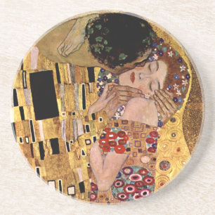 Dessous De Verre En Grès Gustav Klimt : Le baiser (détail)