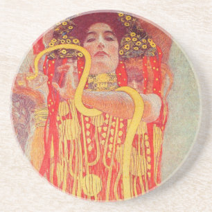 Dessous De Verre En Grès Gustav Klimt Red Woman Gold Snake Peinture