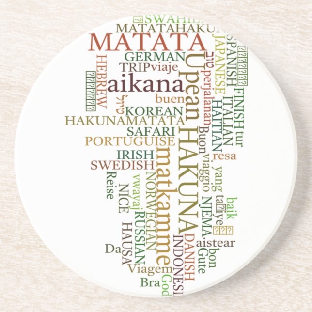 Dessous De Verre En Grès Hakuna Matata Global Word Cloud Art (Devant)