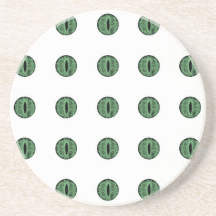 Dessous De Verre En Grès Halloween Green Polka Dot Eyes