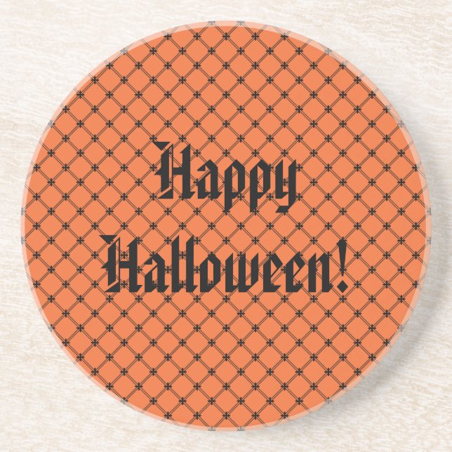 Dessous De Verre En Grès Halloween orange et Motif noir (Devant)
